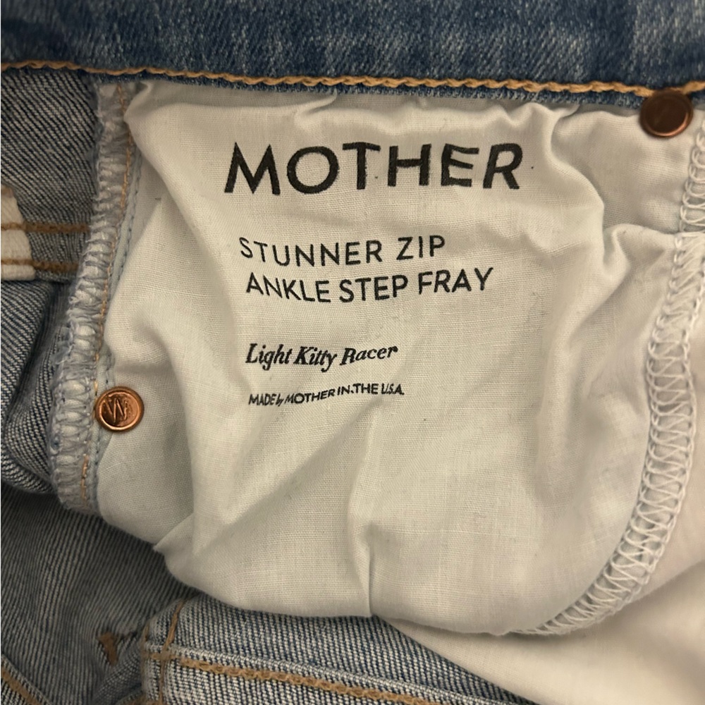 MOTHER The Stunner Zip Ankle Step Fray in Light Kitty Racer Size 24 - Picture 8 of 9